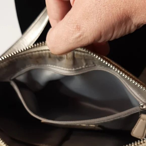 SALE! Coach Kristin Hobo Signature Beige & Silver Sequined Shoulder Bag - Picture 12 of 16